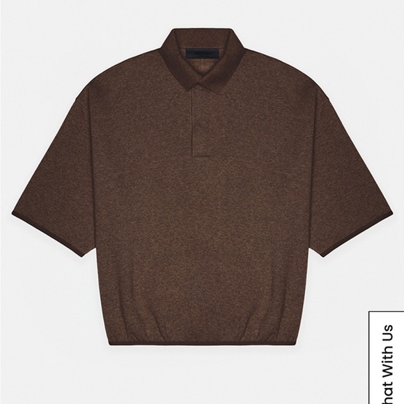 Fear of God Essentials Heather Wood 3/4 Sleeve Polo Sweatshirt Large - Picture 6 of 7